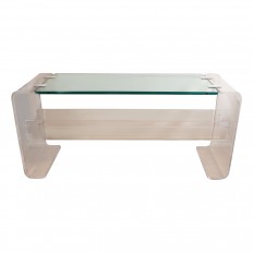 Rectangular lucite and glass waterfall console